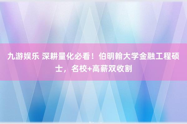 九游娱乐 深耕量化必看！伯明翰大学金融工程硕士，名校+高薪双收割