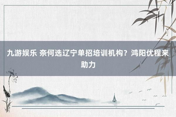 九游娱乐 奈何选辽宁单招培训机构？鸿阳优程来助力