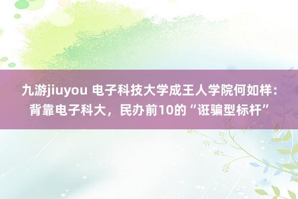 九游jiuyou 电子科技大学成王人学院何如样：背靠电子科大，民办前10的“诳骗型标杆”